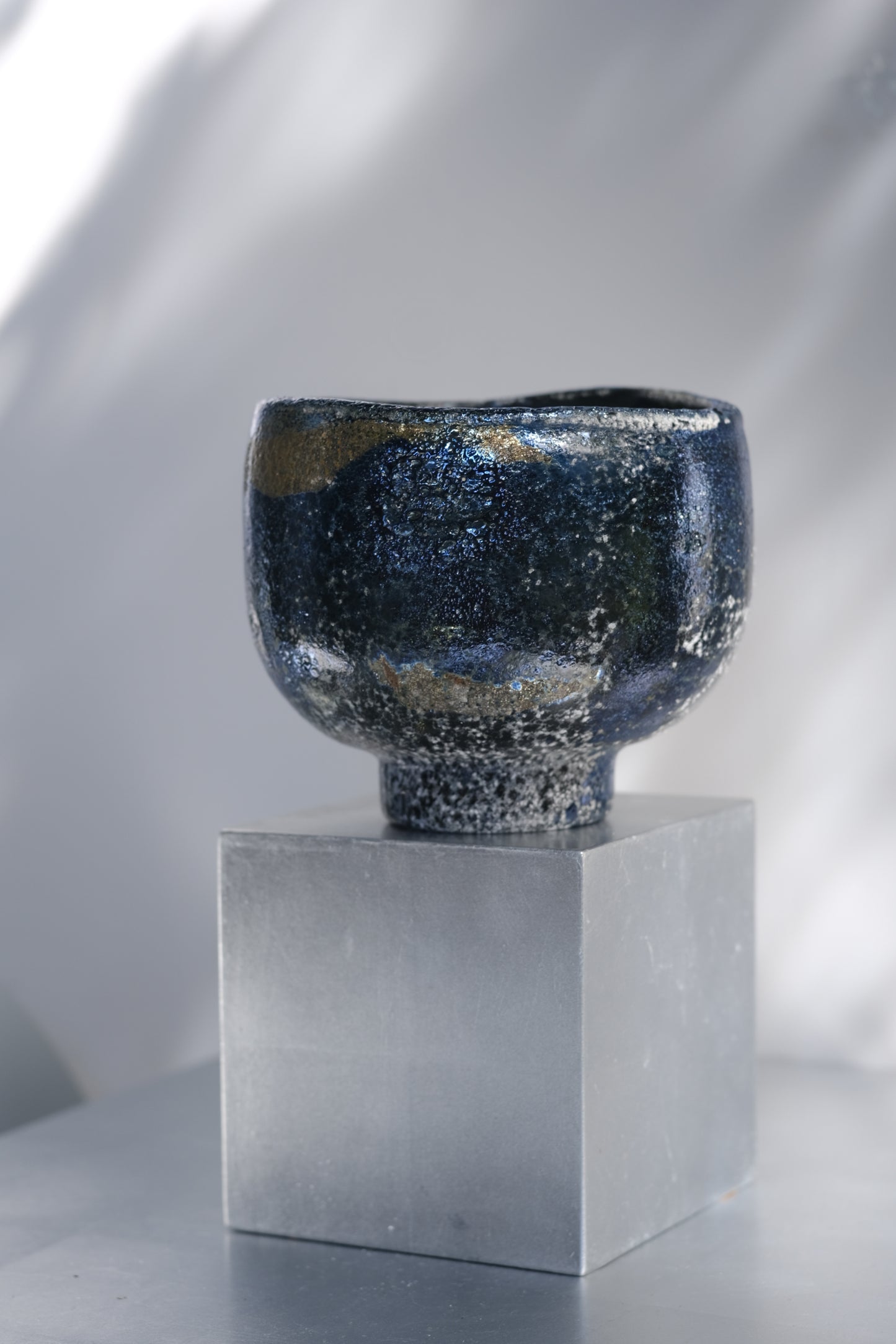 辻野剛 "abyss"玻璃茶碗 - 墨藍12