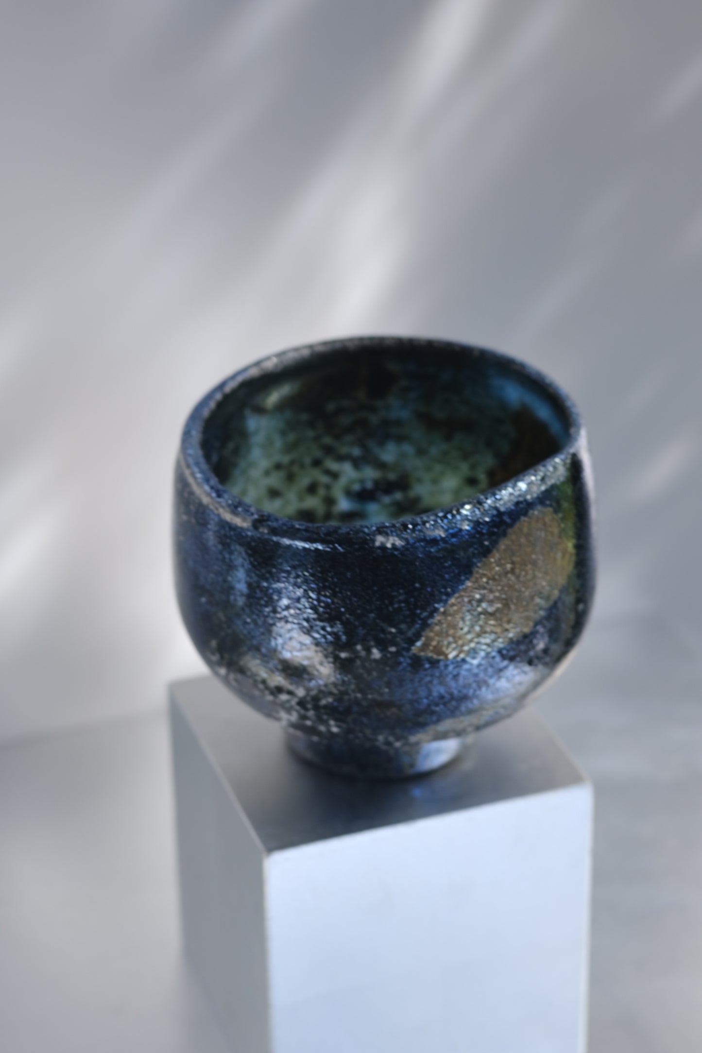 辻野剛 "abyss"玻璃茶碗 - 墨藍12