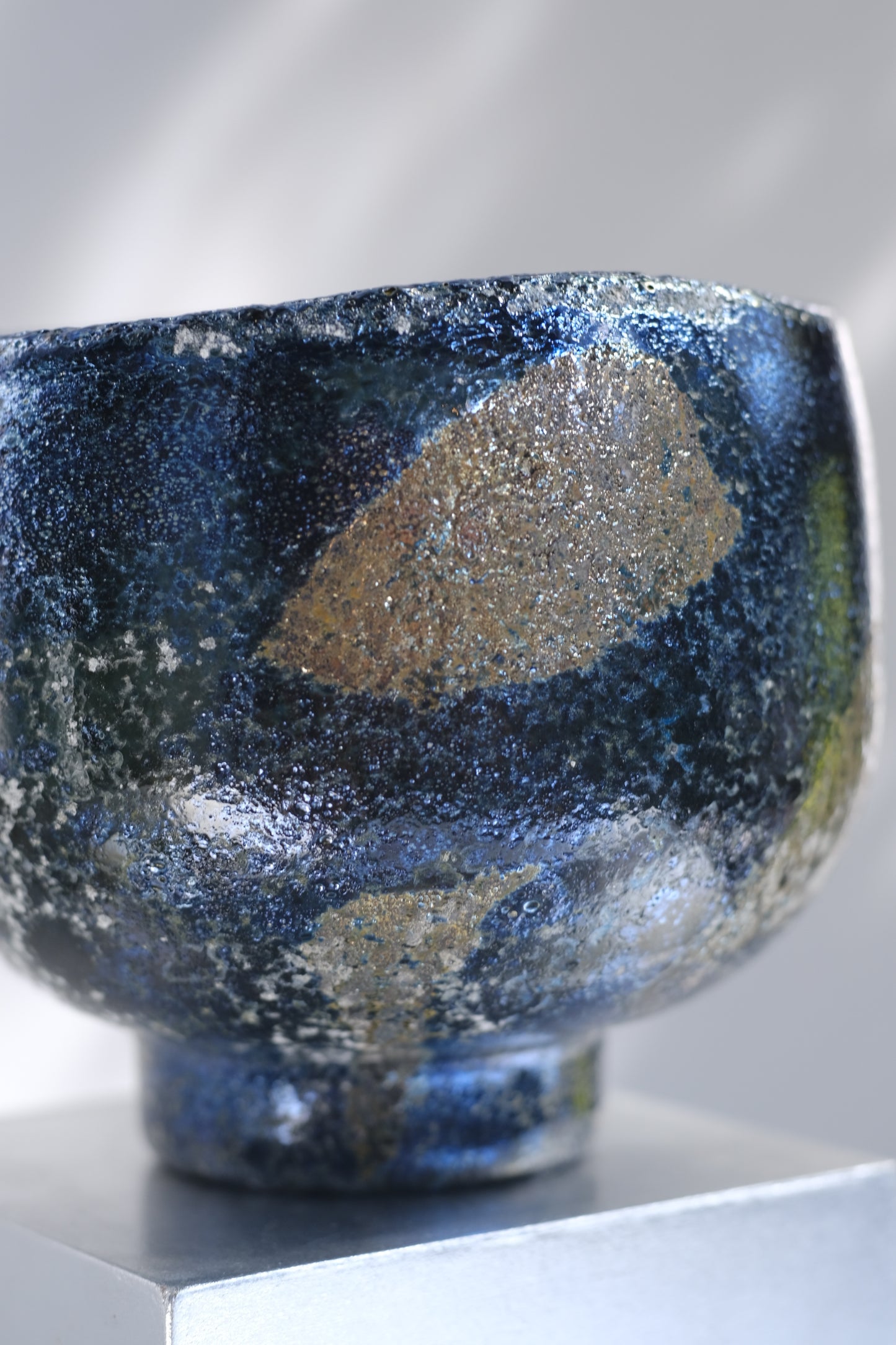 辻野剛 "abyss"玻璃茶碗 - 墨藍12