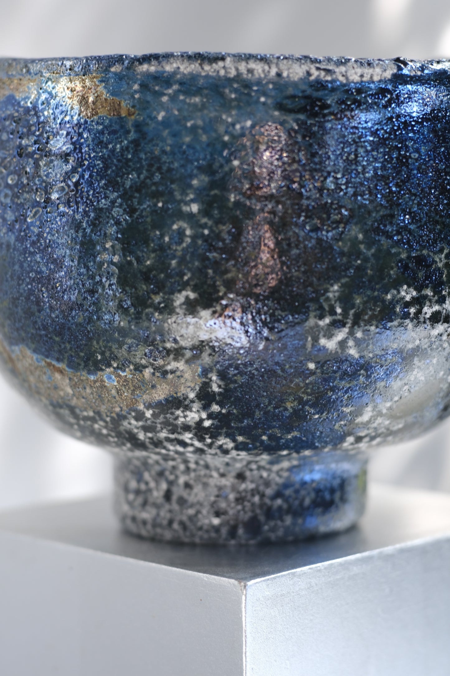 辻野剛 "abyss"玻璃茶碗 - 墨藍12