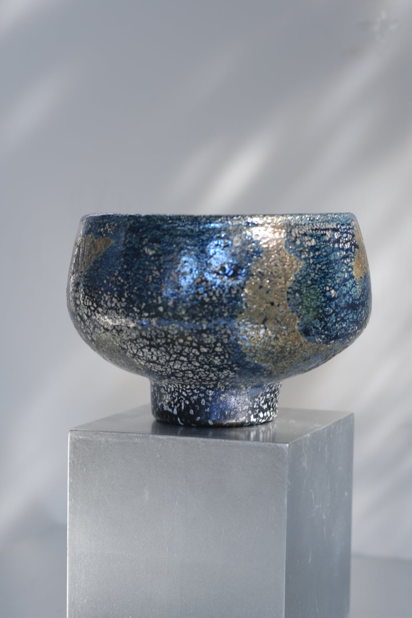 辻野剛 "abyss"玻璃茶碗 - 墨藍13