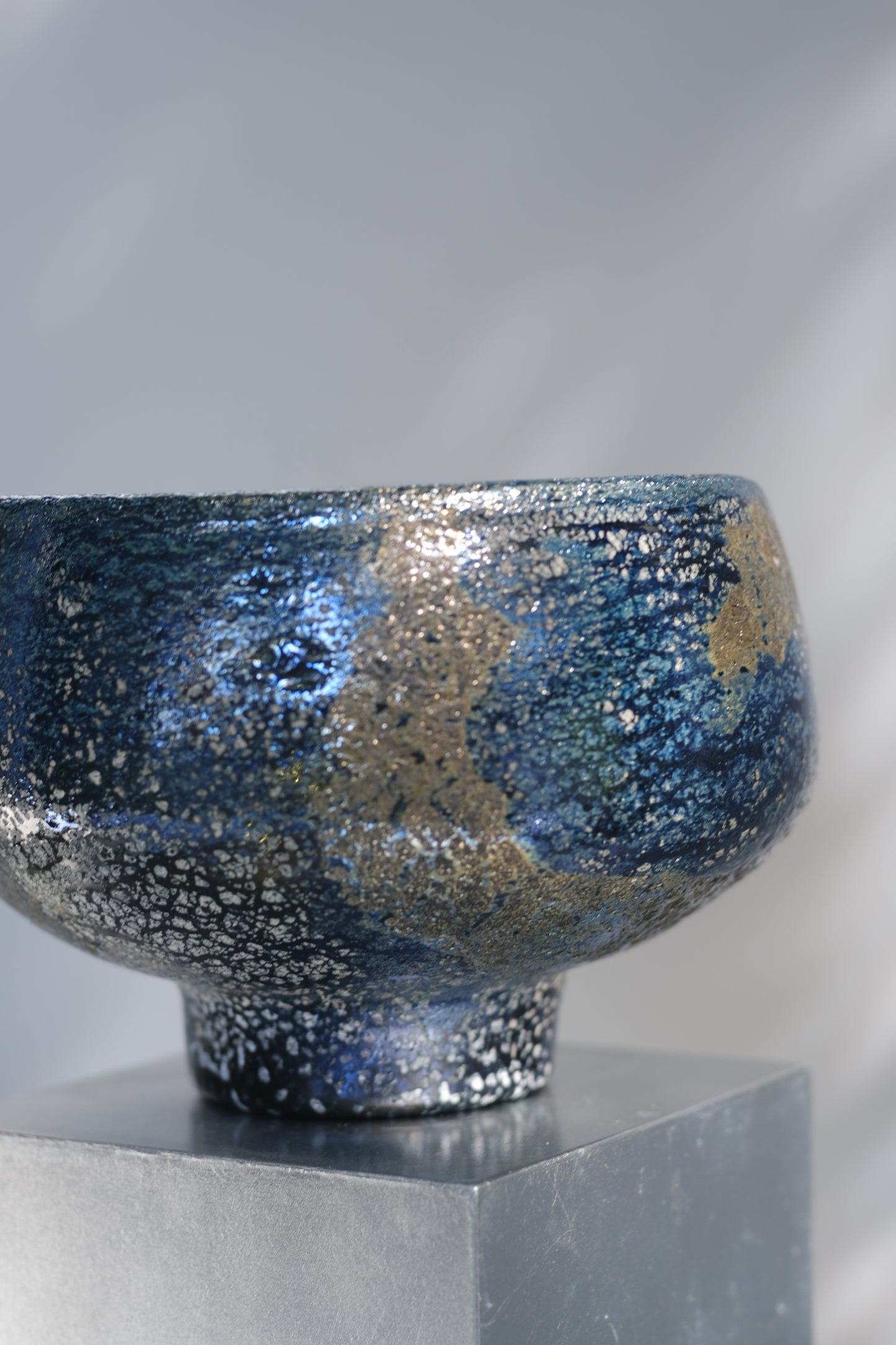 辻野剛 "abyss"玻璃茶碗 - 墨藍13