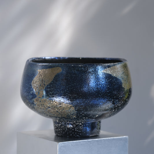 辻野剛 "abyss"玻璃茶碗 - 墨藍13