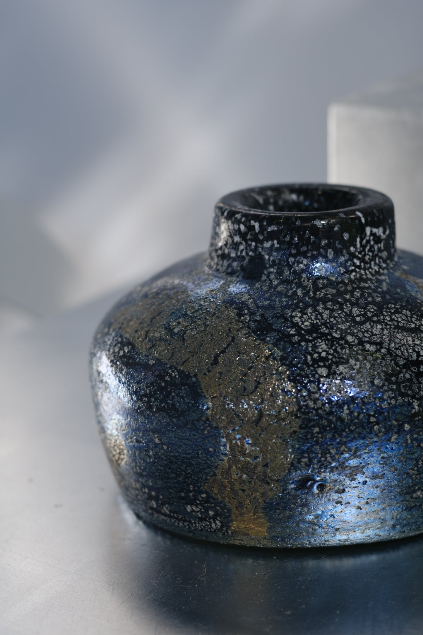 辻野剛 "abyss"玻璃茶碗 - 墨藍13
