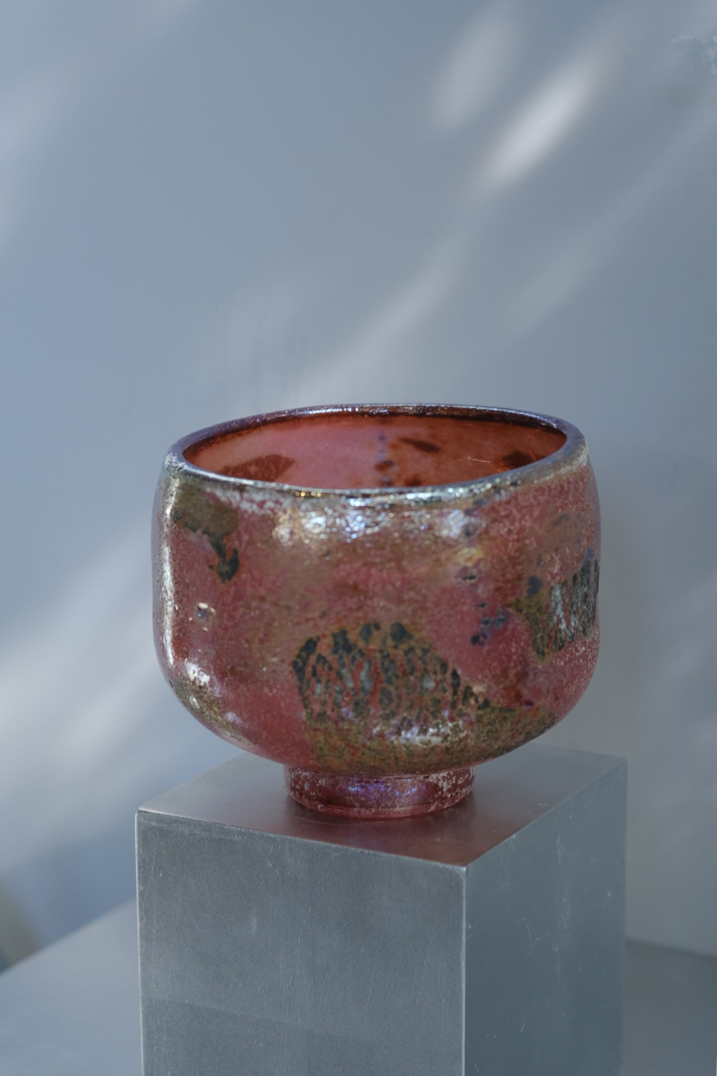 辻野剛 "abyss"玻璃茶碗 - 桃粉14