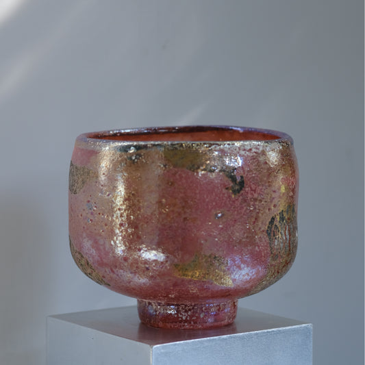 辻野剛 "abyss"玻璃茶碗 - 桃粉14