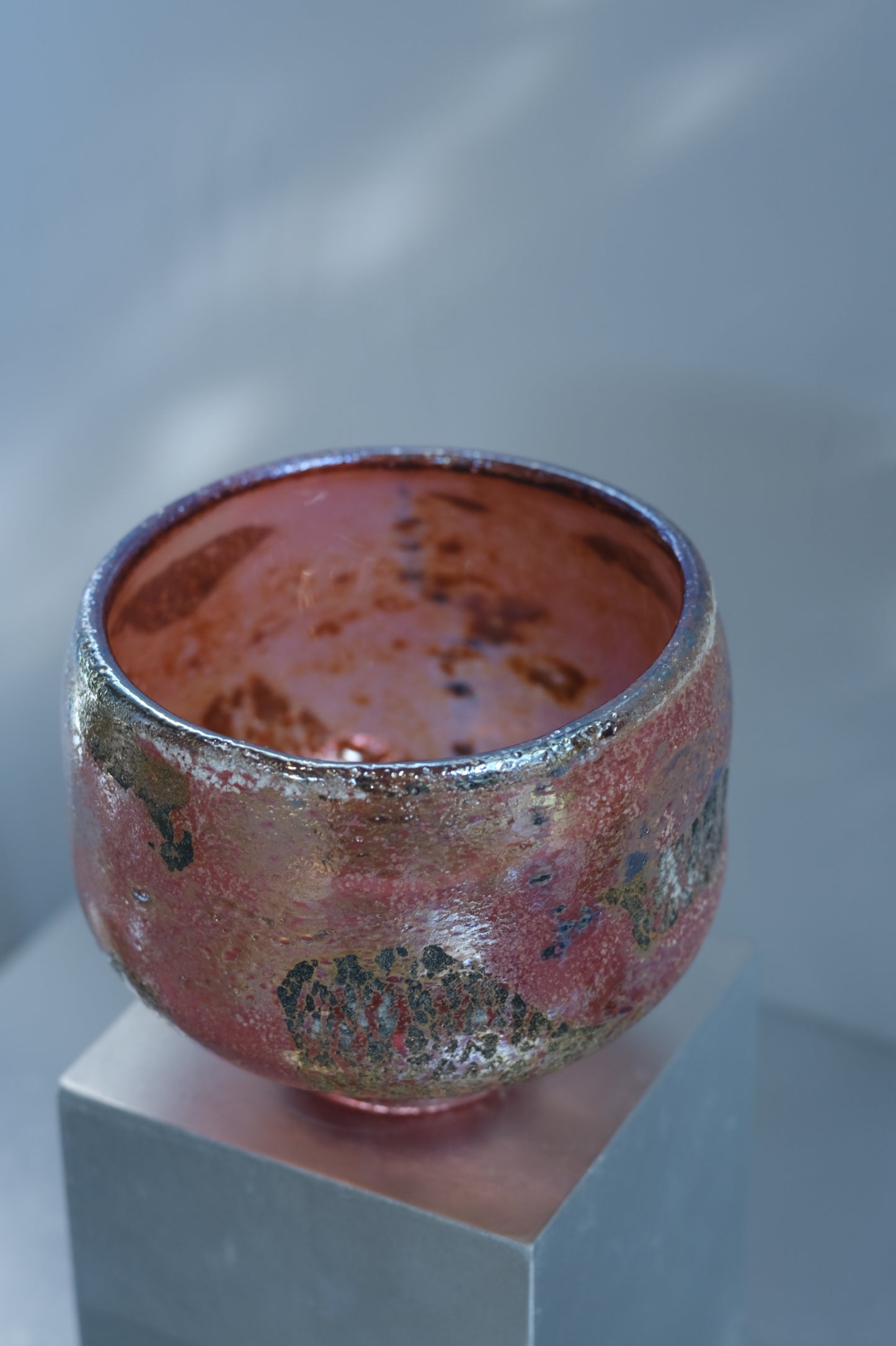 辻野剛 "abyss"玻璃茶碗 - 桃粉14