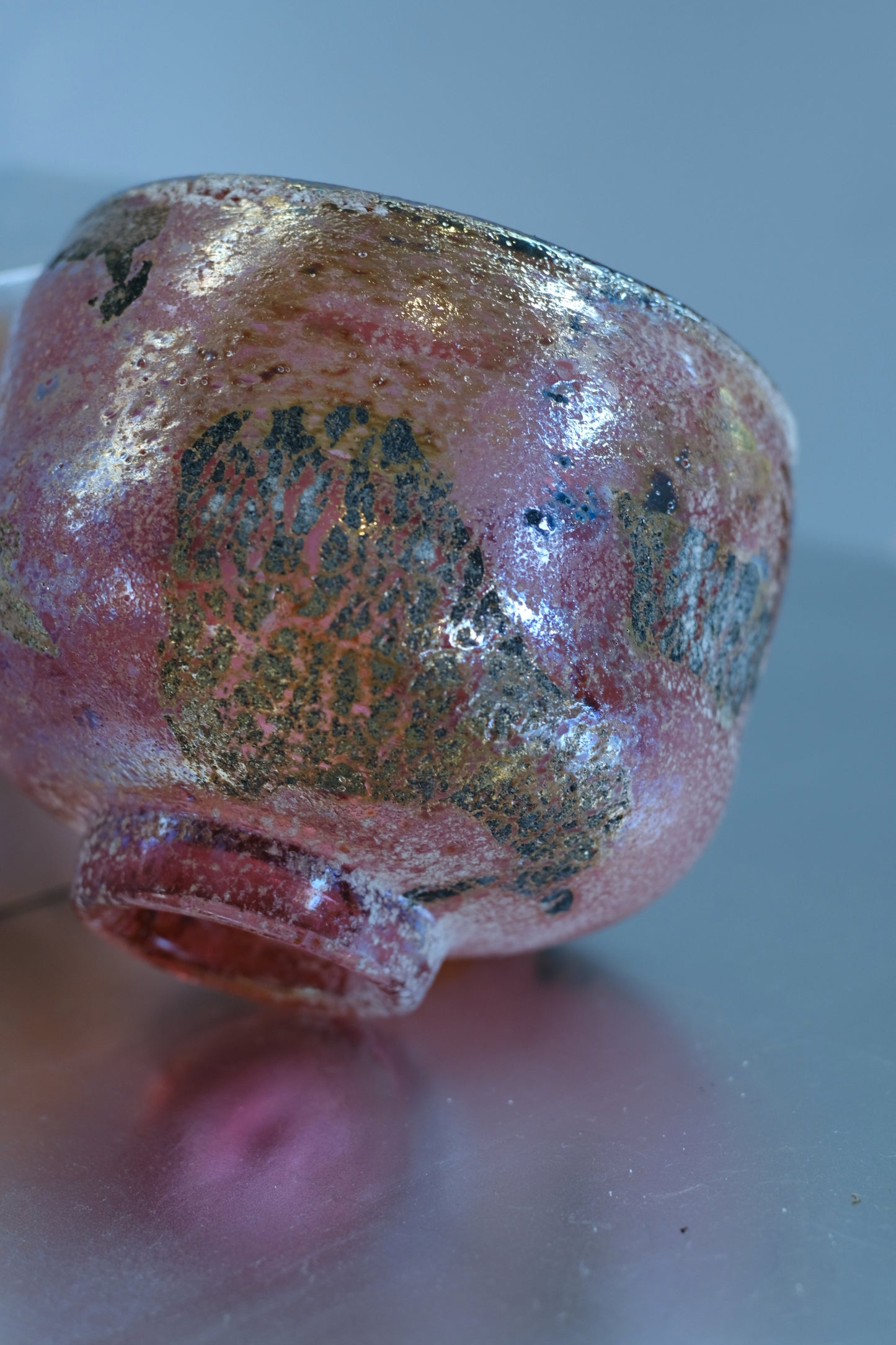 辻野剛 "abyss"玻璃茶碗 - 桃粉14