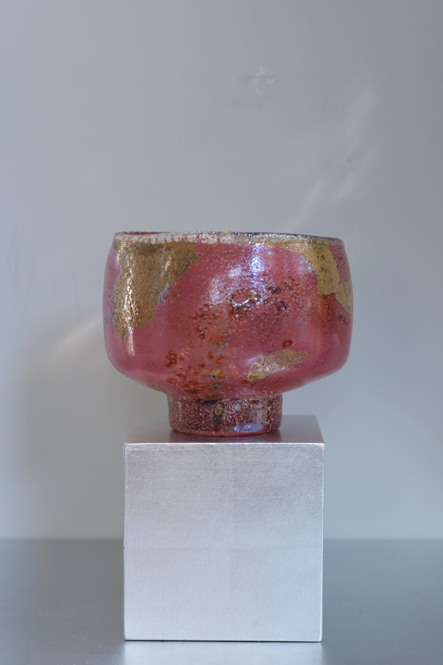 辻野剛 "abyss"玻璃茶碗 - 桃粉15