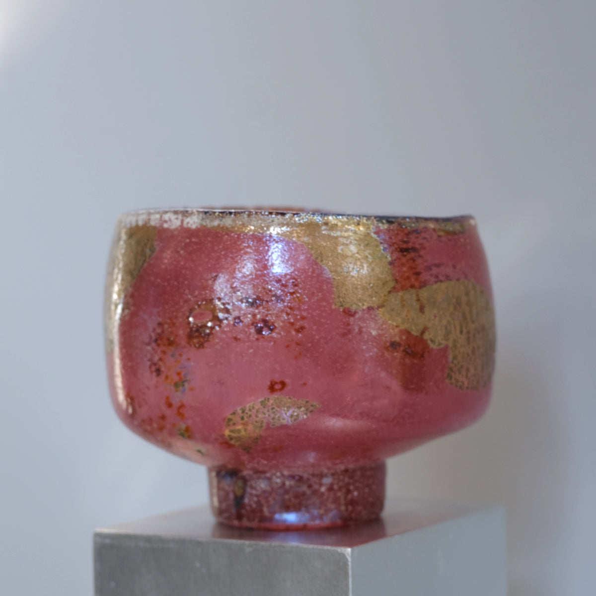 辻野剛 "abyss"玻璃茶碗 - 桃粉15