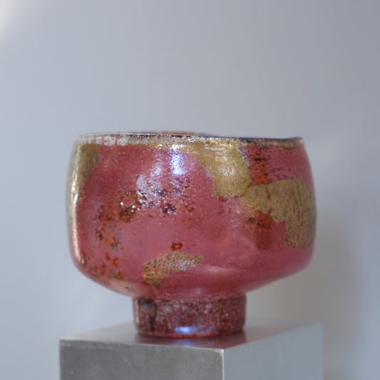 辻野剛 "abyss"玻璃茶碗 - 桃粉15