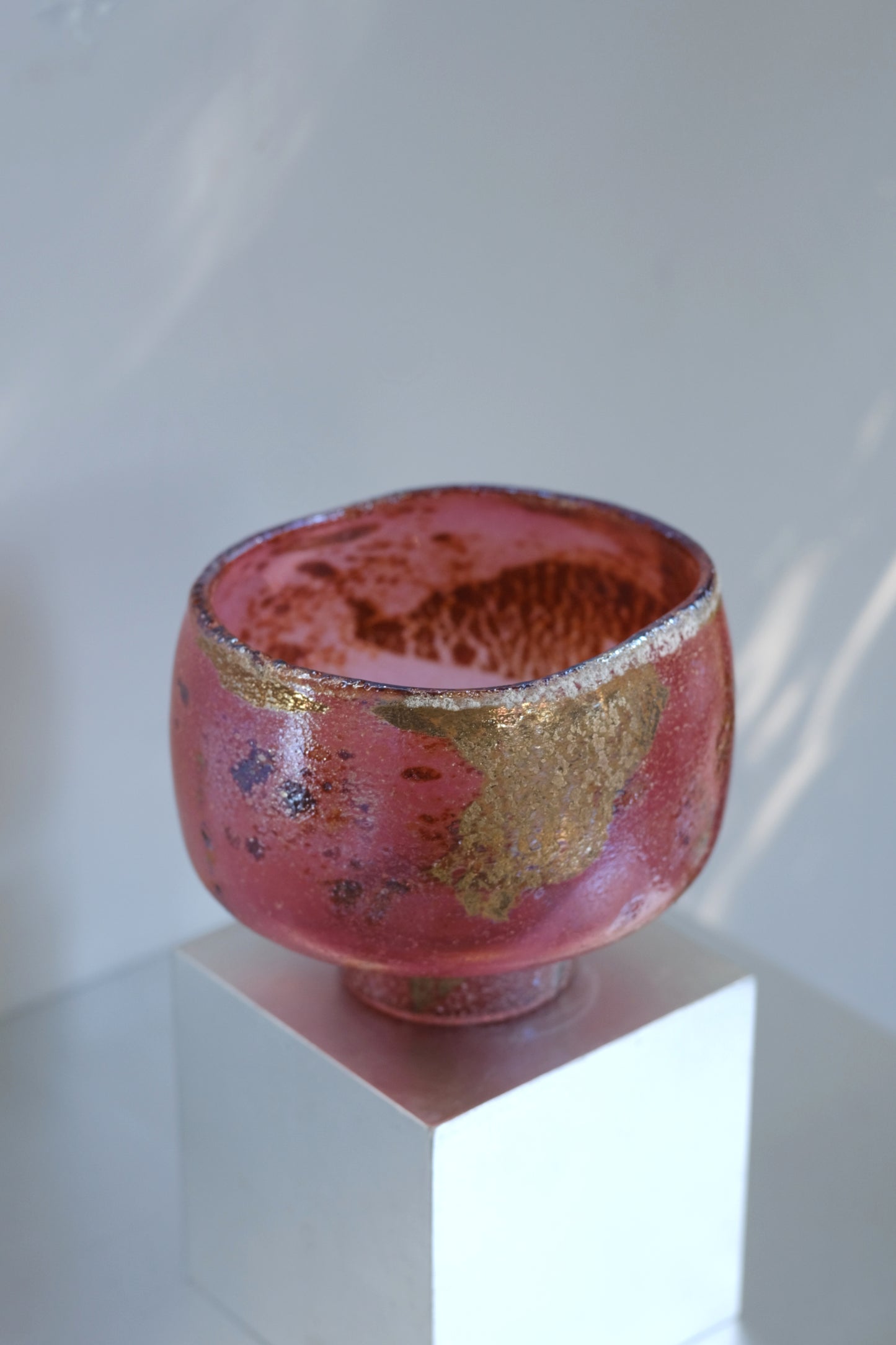 辻野剛 "abyss"玻璃茶碗 - 桃粉15