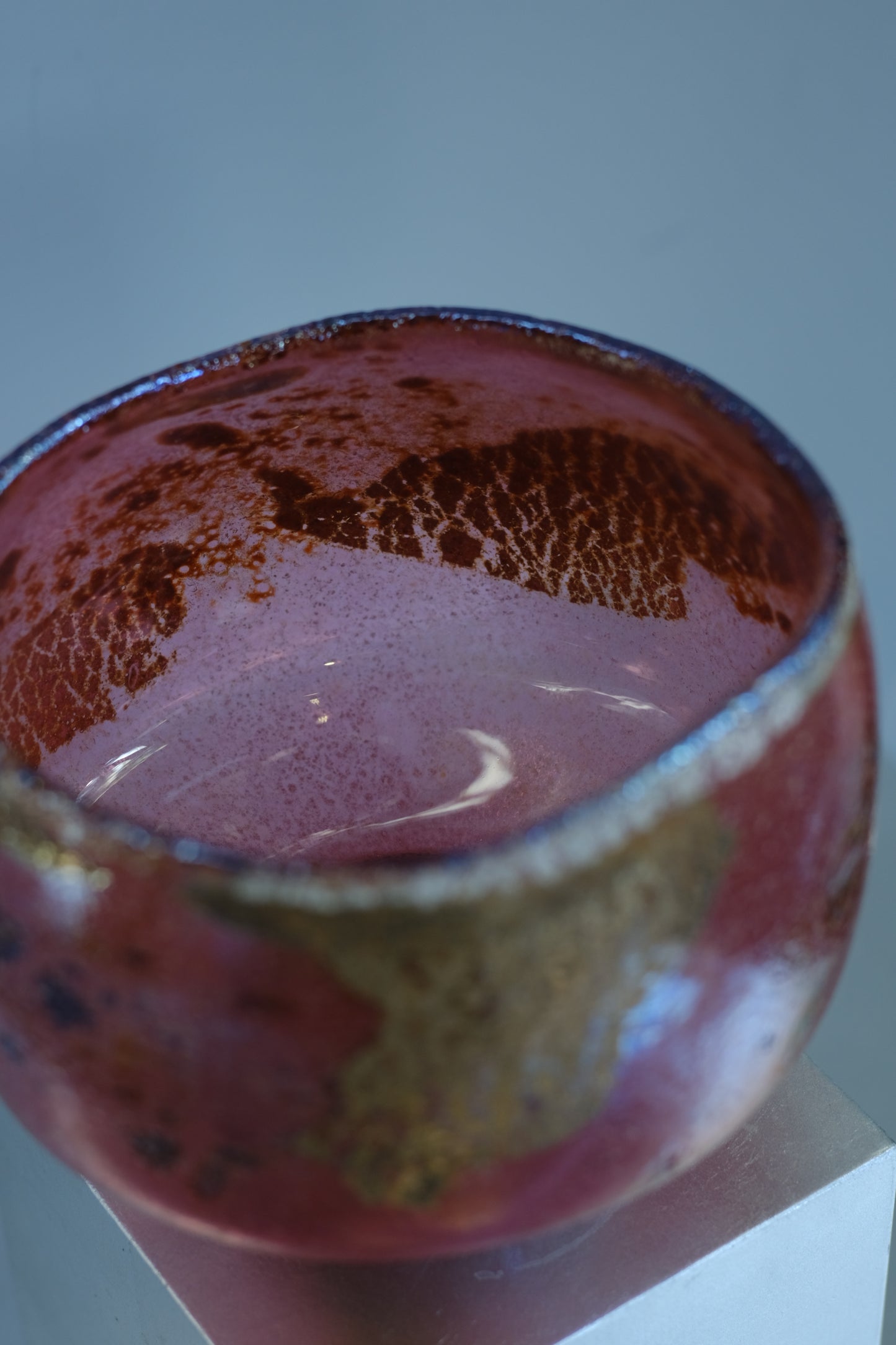 辻野剛 "abyss"玻璃茶碗 - 桃粉15