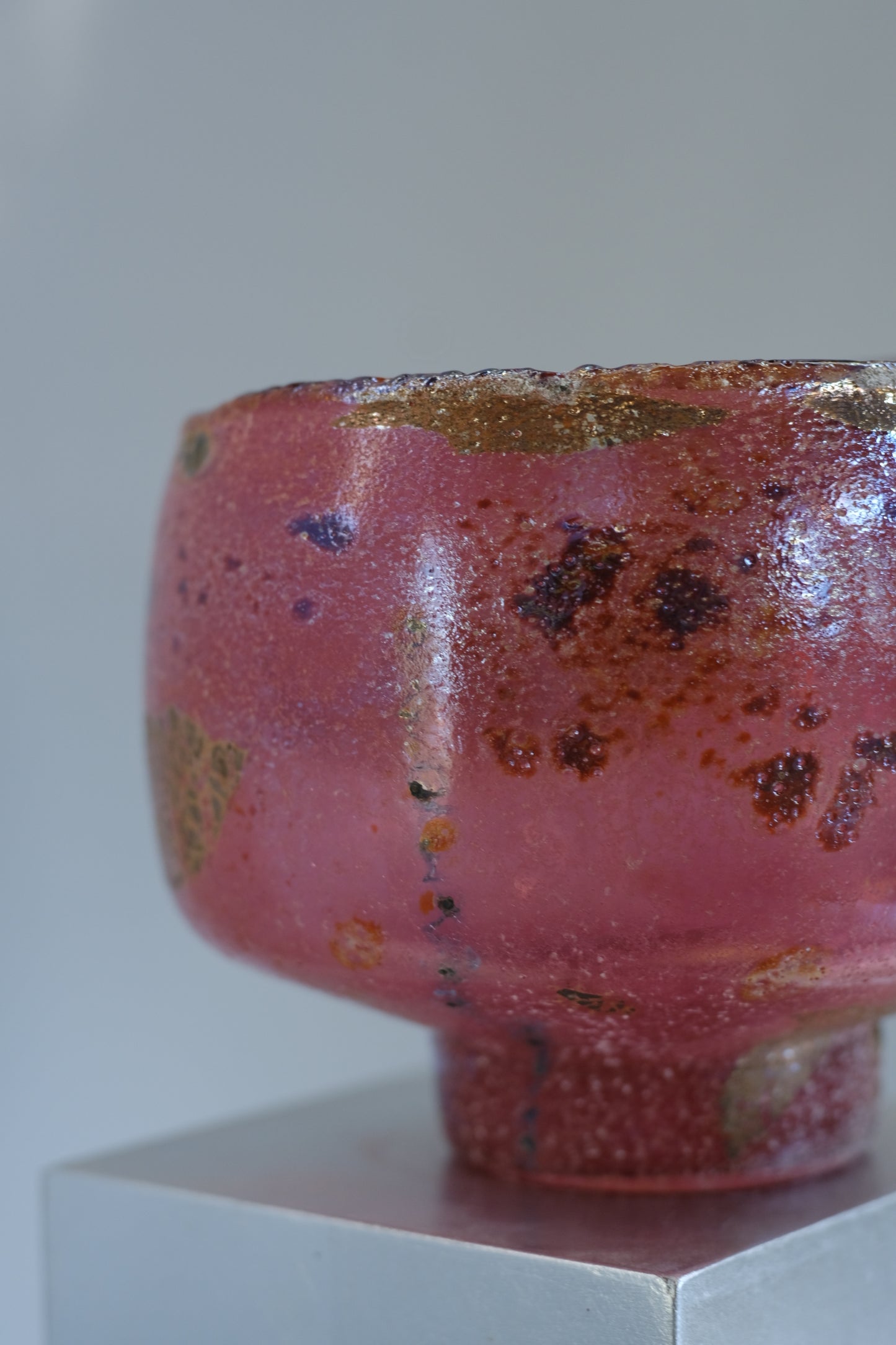 辻野剛 "abyss"玻璃茶碗 - 桃粉15