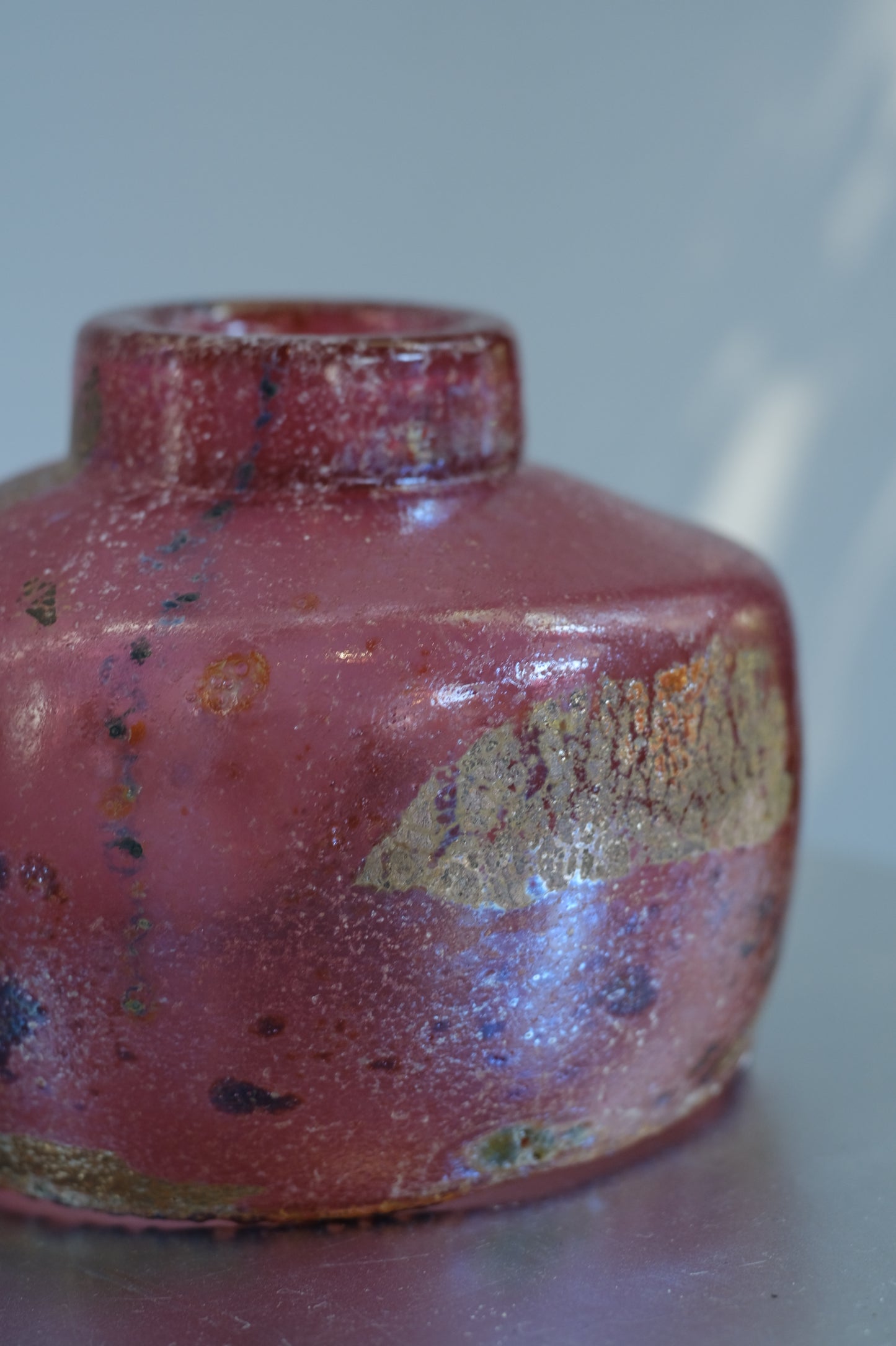 辻野剛 "abyss"玻璃茶碗 - 桃粉15