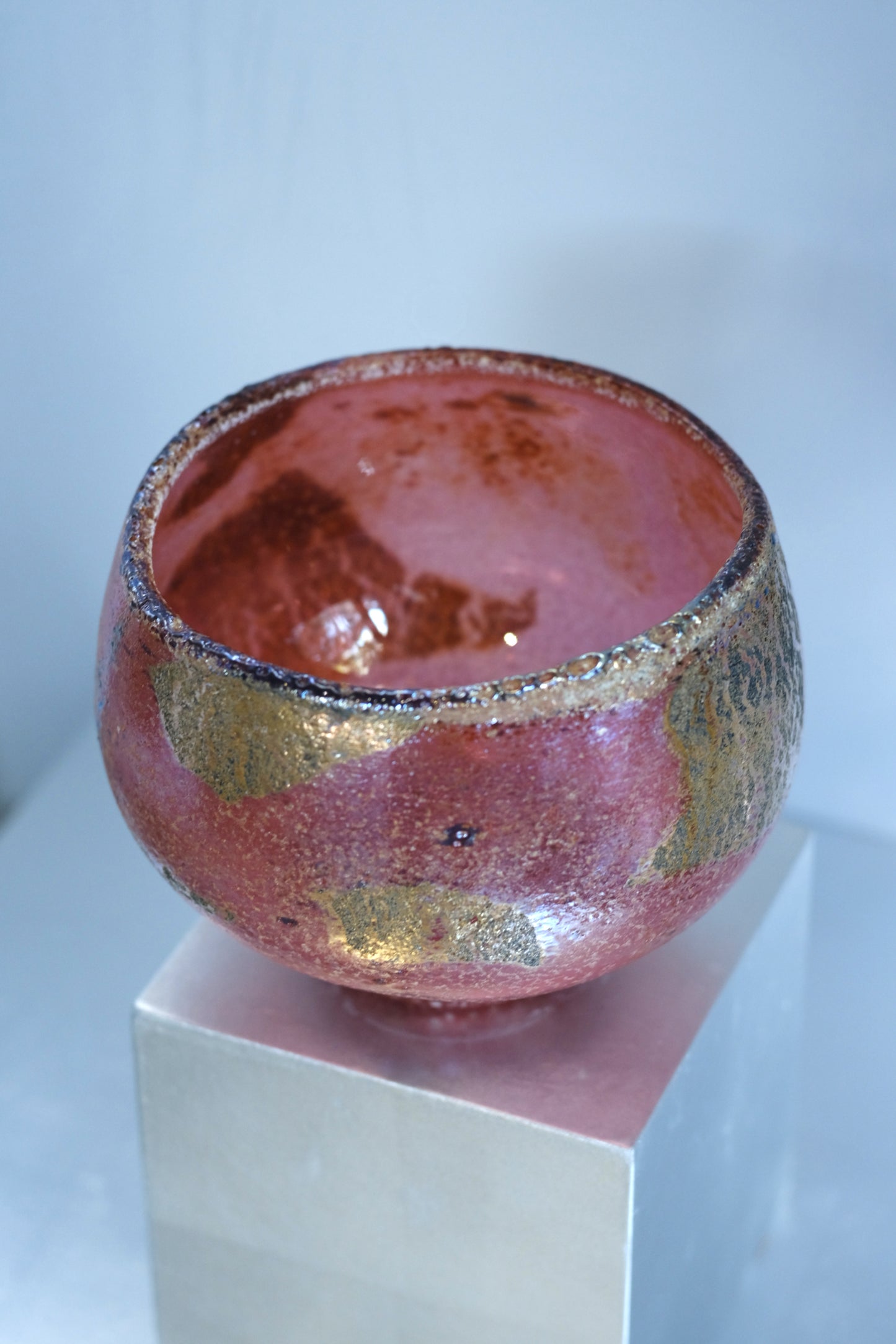 辻野剛 "abyss"玻璃茶碗 - 桃粉17