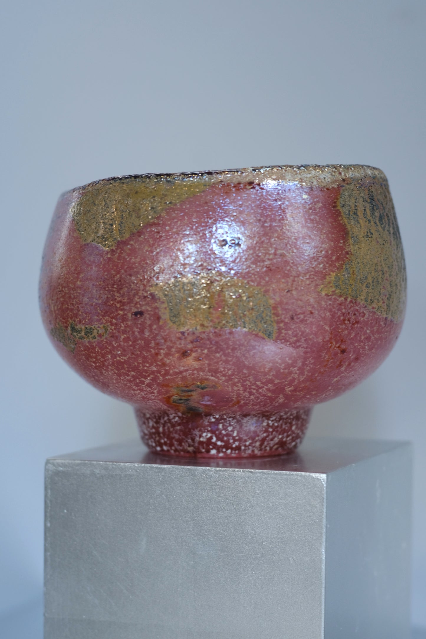 辻野剛 "abyss"玻璃茶碗 - 桃粉17