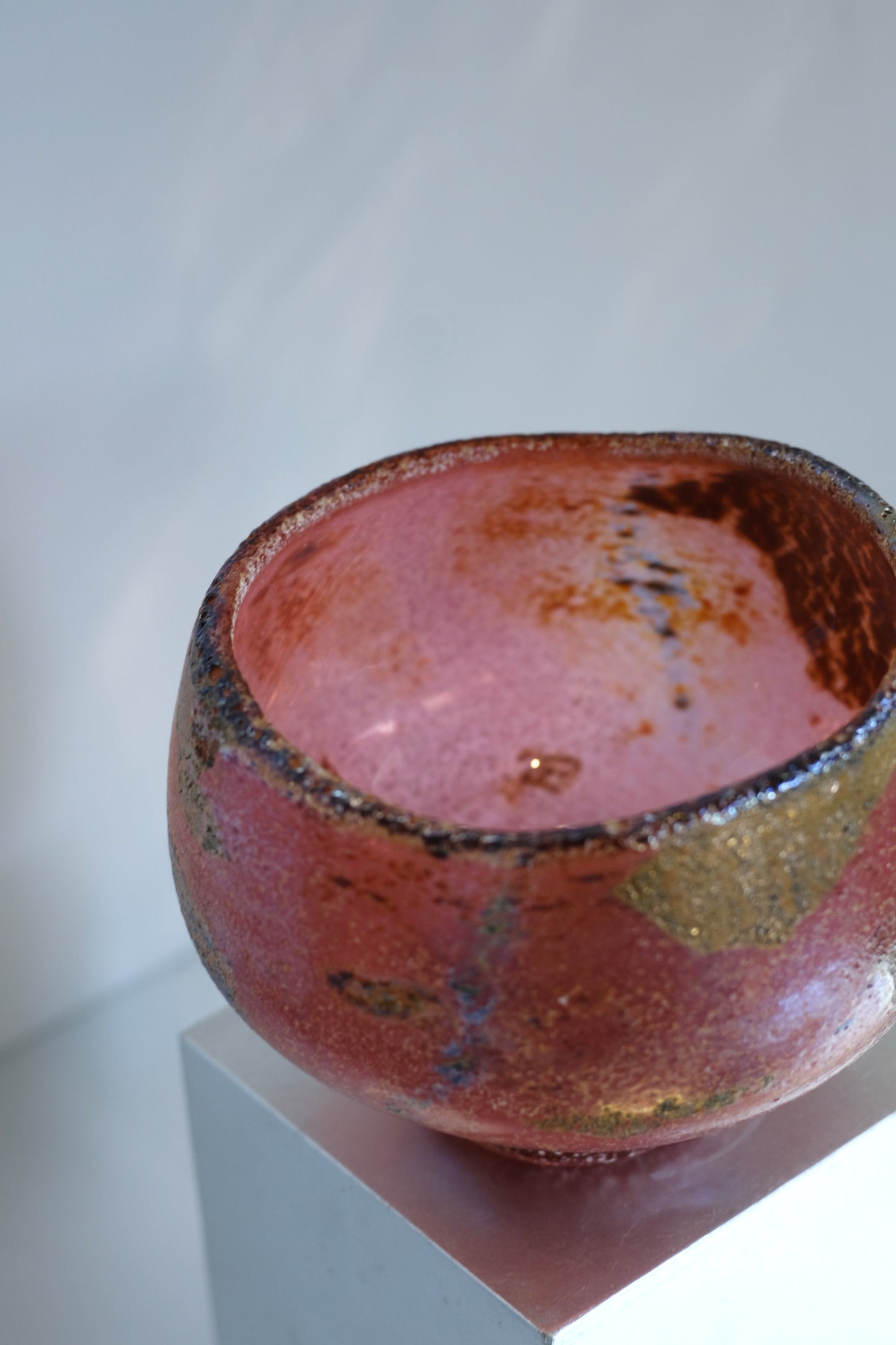 辻野剛 "abyss"玻璃茶碗 - 桃粉17