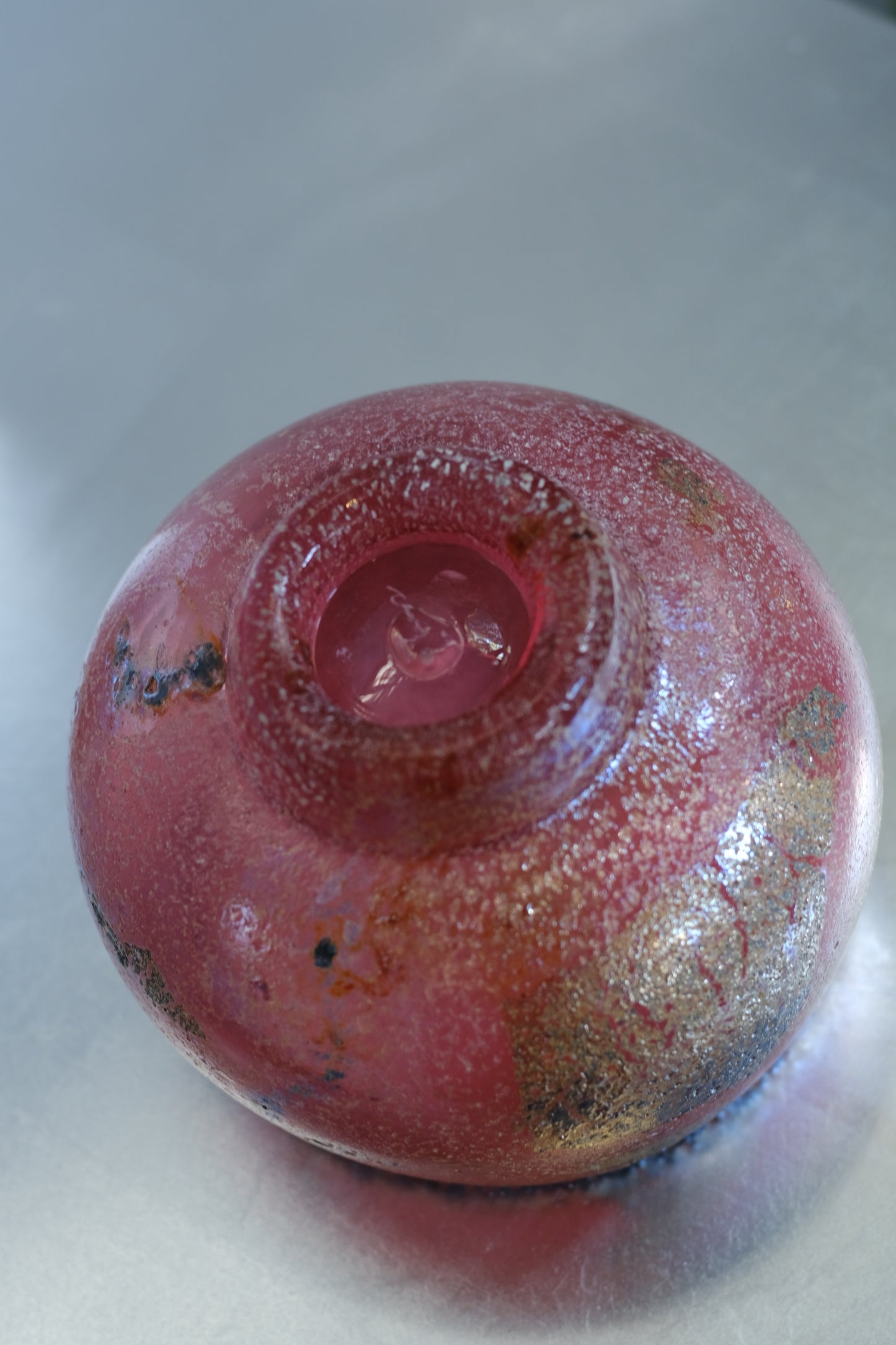 辻野剛 "abyss"玻璃茶碗 - 桃粉17