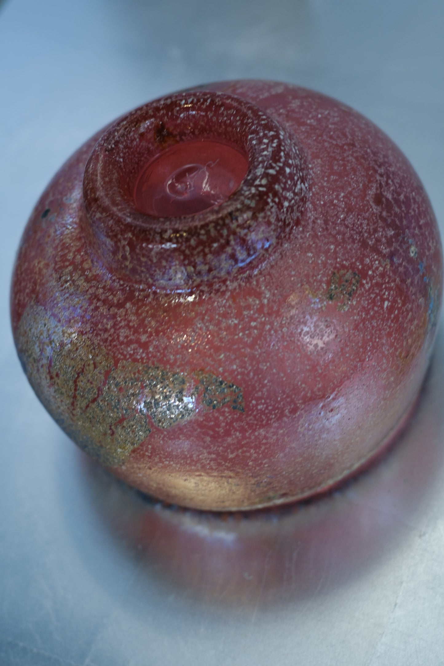 辻野剛 "abyss"玻璃茶碗 - 桃粉17