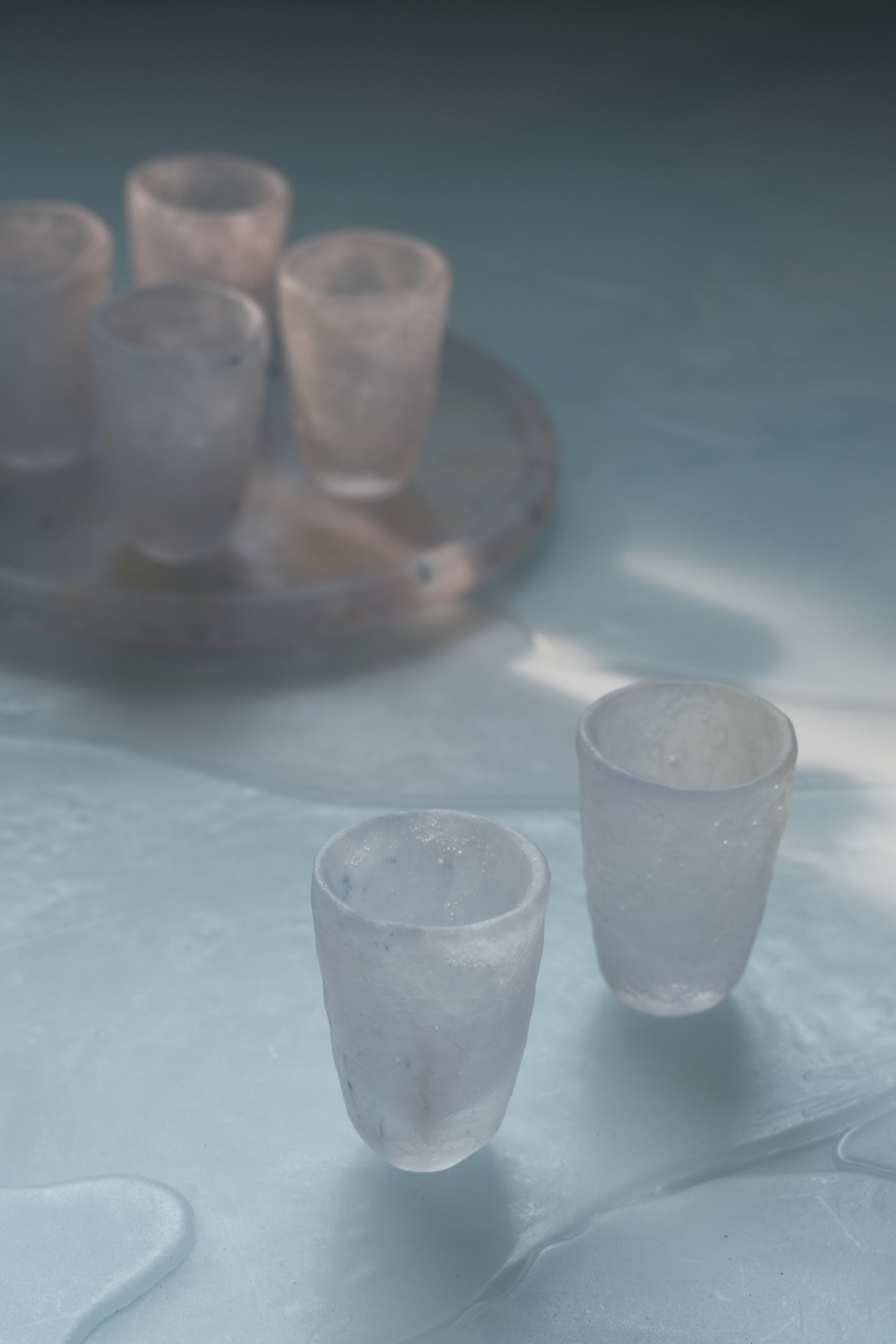 佐藤幸惠 鑄造玻璃茶杯-櫻粉