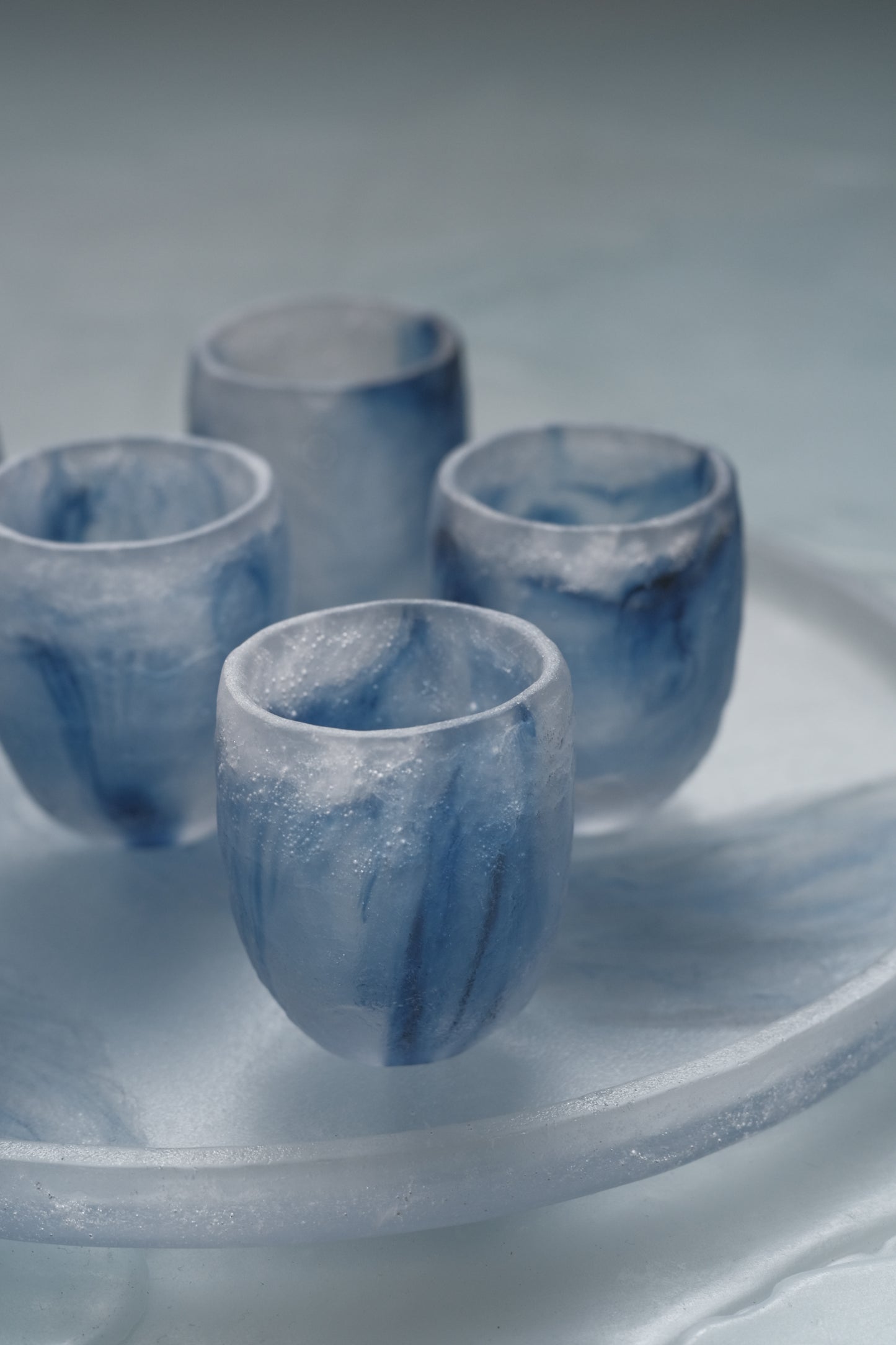 佐藤幸惠 鑄造玻璃茶杯-海藍