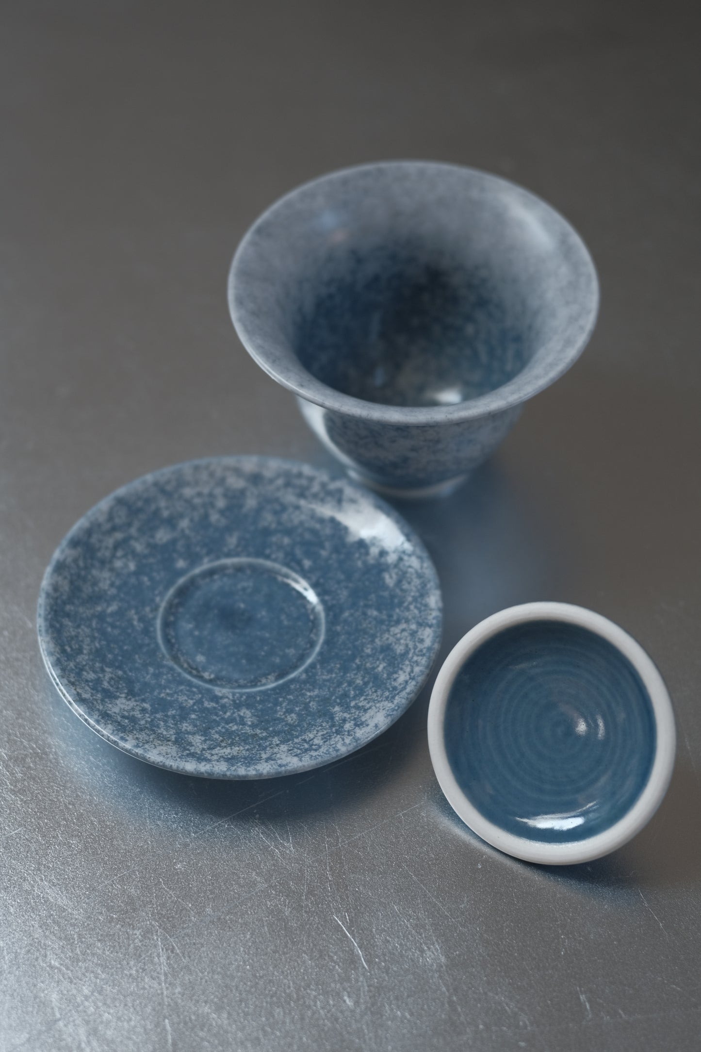 月亭- 韓國柴燒藍釉陶瓷蓋碗組 07