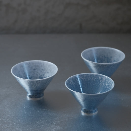 月亭- 韓國柴燒藍釉陶瓷斗笠杯