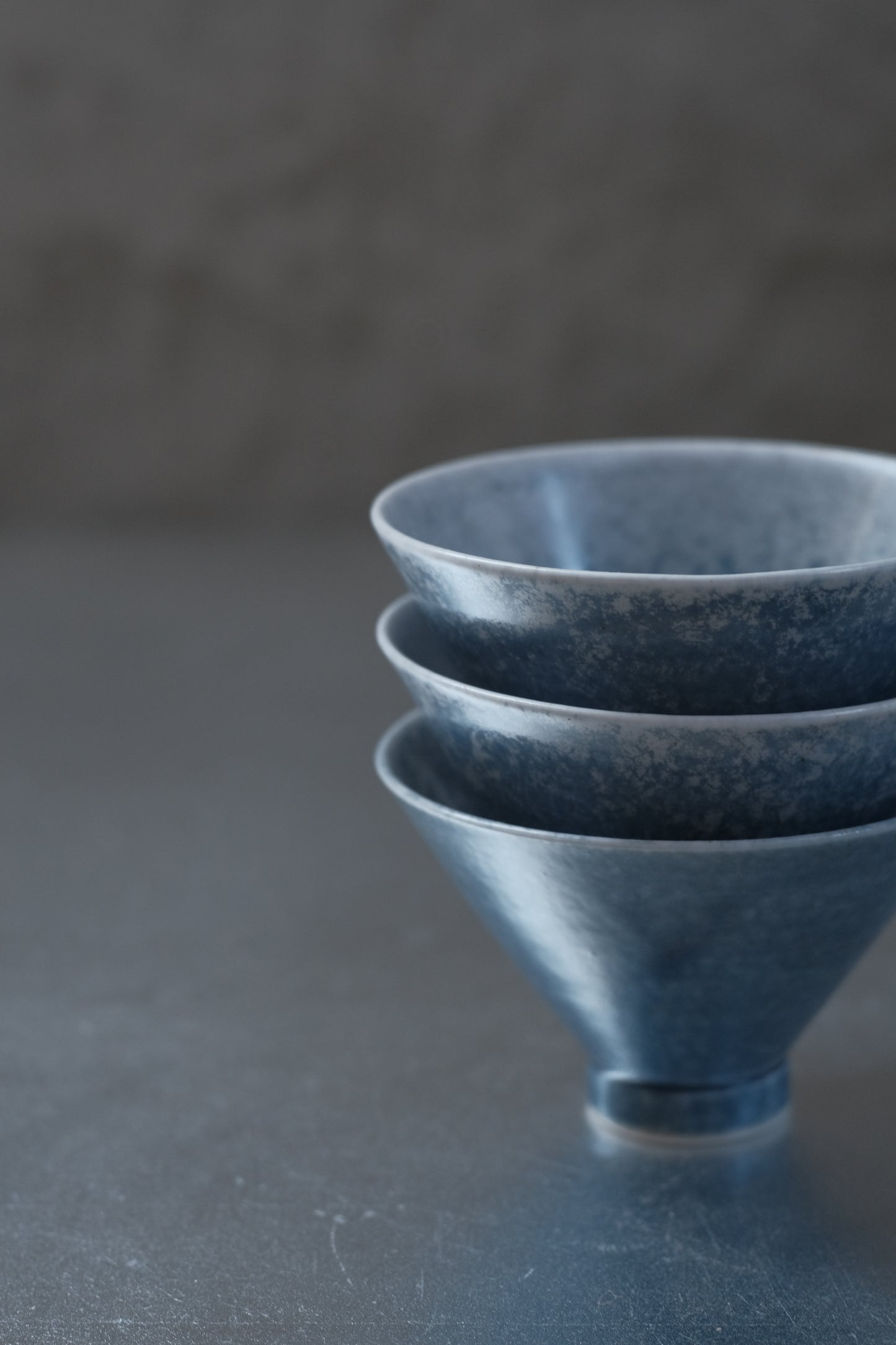 月亭- 韓國柴燒藍釉陶瓷斗笠杯