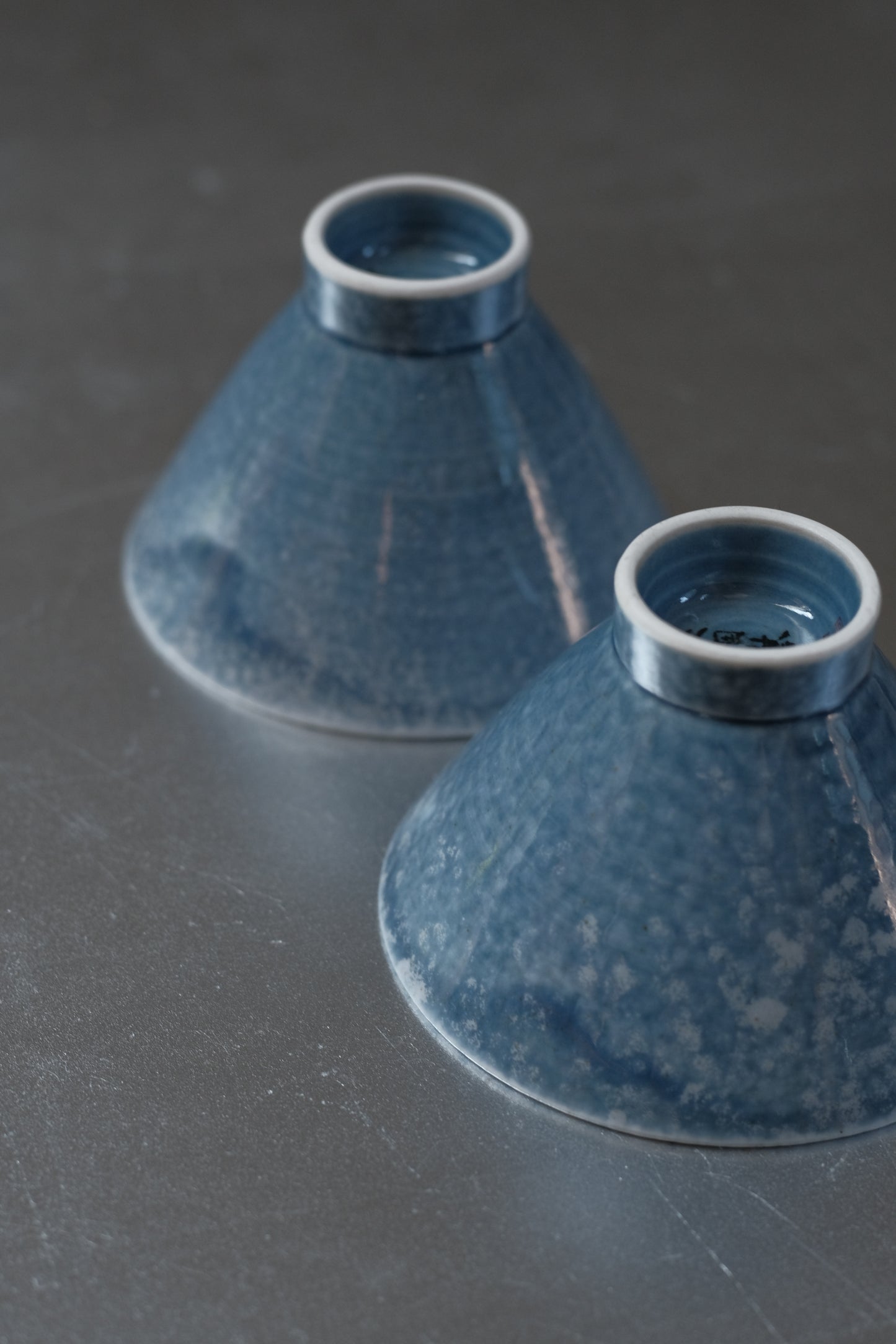 月亭- 韓國柴燒藍釉陶瓷斗笠杯