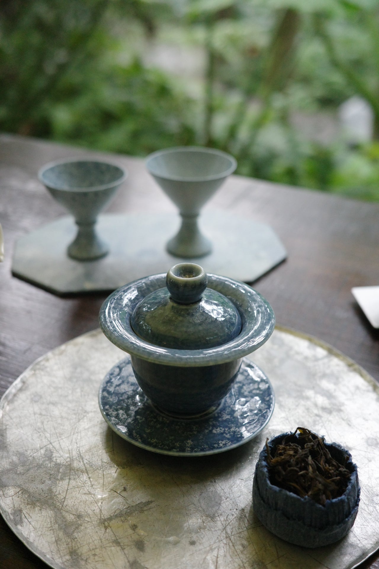 月亭- 韓國柴燒藍釉陶瓷蓋碗組 02