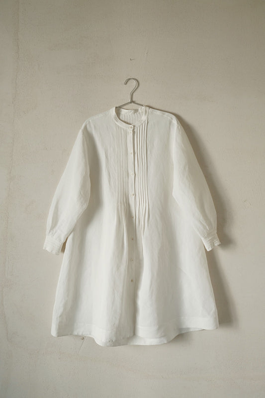 任飢餓-真絲亞麻法式中長衫