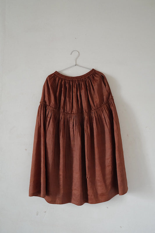 任飢餓-薯莨染⾹雲紗拼接半裙