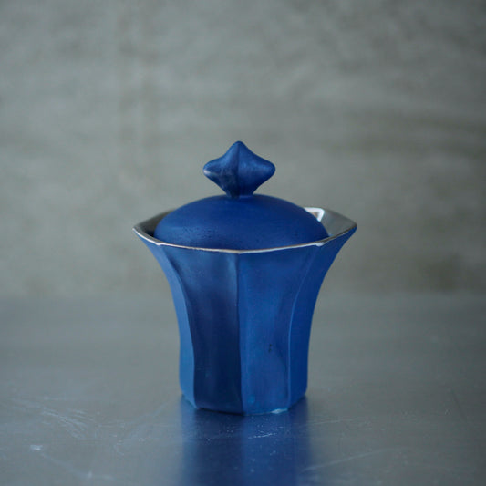 蔡宜芳 瓷土蓋碗(藍)